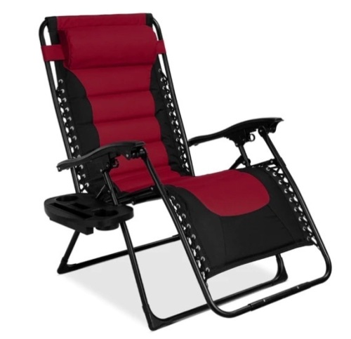 Oversized Padded Zero Gravity Chair, Folding Recliner w/ Headrest, Side Tray, Appears New