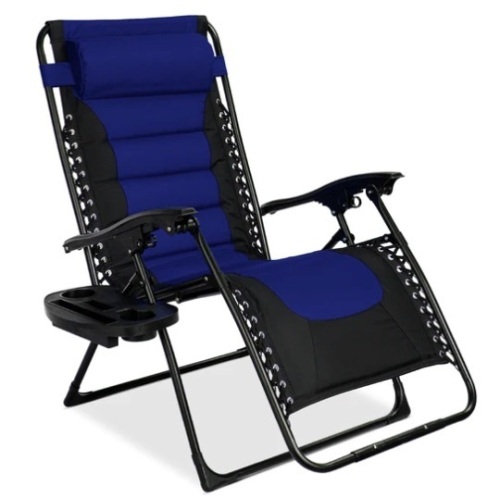 Oversized Padded Zero Gravity Chair, Folding Recliner w/ Headrest, Side Tray, Appears New