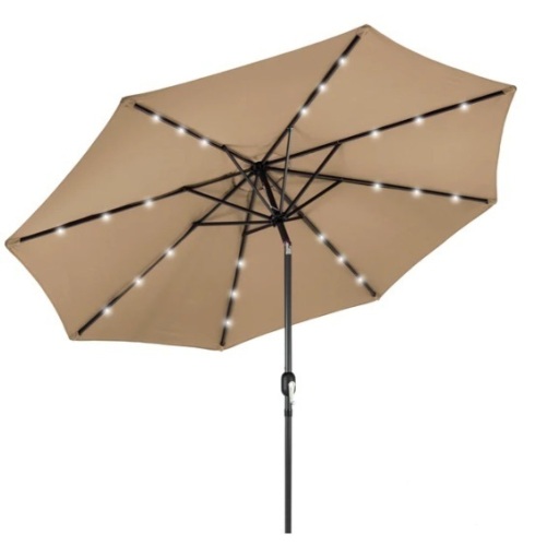 Solar LED Lighted Patio Umbrella w/ Tilt Adjustment, UV-Resistance - 10ft, Appears New