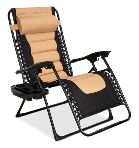 Oversized Padded Zero Gravity Chair, Folding Recliner w/ Headrest, Side Tray, Appears New