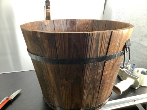 Barrell Garden Planter, Appears New
