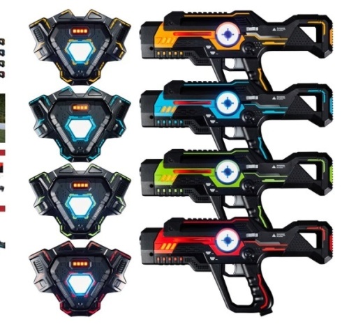 Set of 4 Infrared Laser Tag Guns & Vests w/ 4 Team Colors - Lot 210