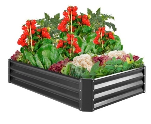 Outdoor Metal Raised Garden Bed for Vegetables, Flowers, Herbs, Dark Gray - Lot 227
