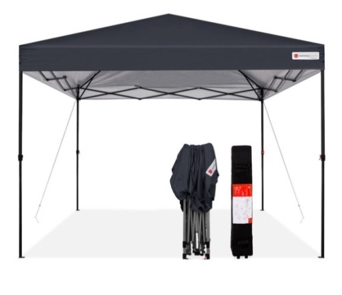 One-Person Setup Instant Pop Up Canopy w/ Wheeled Bag - 10x10ft, Gray - Lot 243