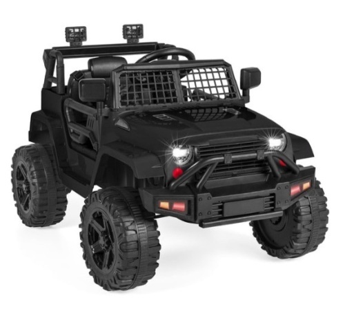 12V Kids Ride-On Truck Car w/ Parent Remote Control, Spring Suspension, Black - Lot 250
