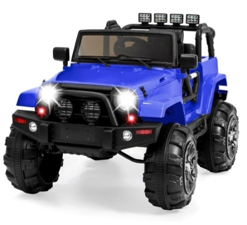 12V Kids Ride-On Truck Car Toy w/ 3 Speeds, LED, Remote, Bluetooth, Blue - Lot 257