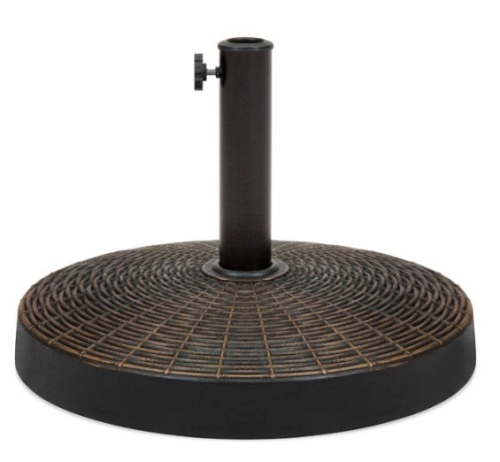 55lb Round Wicker Style Patio Umbrella Stand w/ Blackened Bronze Finish - Lot 272