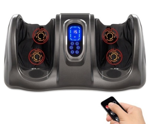 Therapeutic Foot Massager w/ High Intensity Rollers, Remote, 3 Modes, Gray - Lot 276