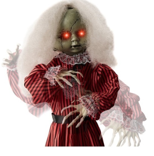 Haunted Holly Animatronic Roaming Doll Halloween Decoration w/ Light-Up Eyes - Lot 296