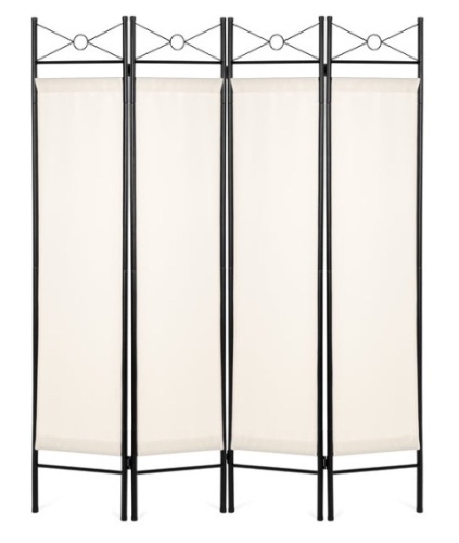 4-Panel Folding Privacy Screen Room Divider Decoration Accent, 6ft, White - Lot 299