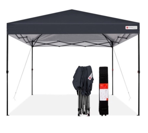 One-Person Setup Instant Pop Up Canopy w/ Wheeled Bag - 10x10ft, Gray - Lot 313