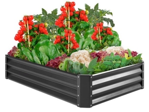 Outdoor Metal Raised Garden Bed for Vegetables, Flowers, Herbs, Dark Gray - Lot 330