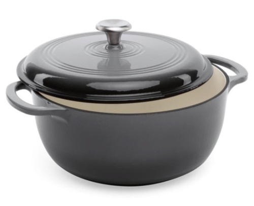 6qt Non-Stick Enamel Cast-Iron Dutch Oven Kitchen Cookware w/ Side Handles - Lot 333