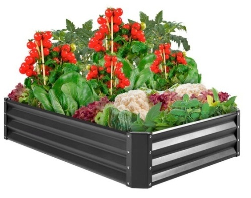 Outdoor Metal Raised Garden Bed for Vegetables, Flowers, Herbs, Dark Gray - Lot 337