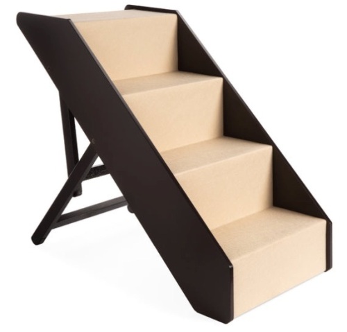 Foldable Adjustable, Non-Slip Wide Wooden Carpeted Pet Step Stairs, 4 Step - Lot 340
