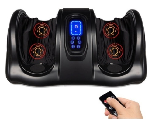 Therapeutic Foot Massager w/ High Intensity Rollers, Remote, 3 Modes, Black - Lot 342