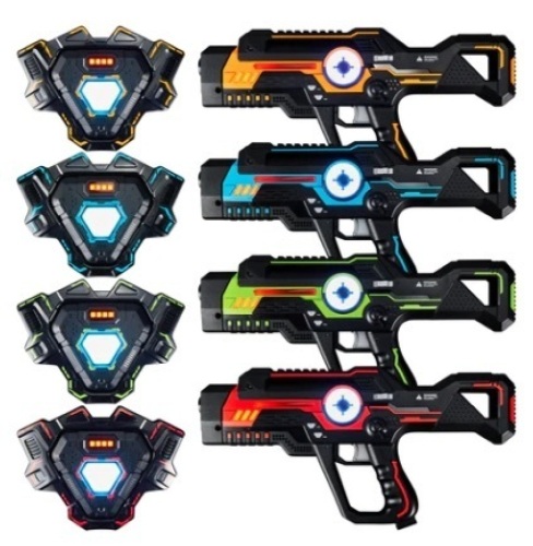 Set of 4 Infrared Laser Tag Guns & Vests w/ 4 Team Colors - Lot 110