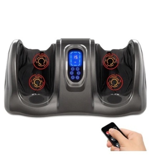 Therapeutic Foot Massager w/ High Intensity Rollers, Remote, 3 Modes, Gray - Lot 113