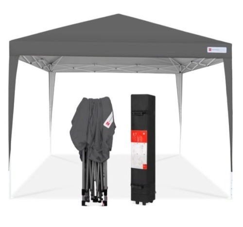 Outdoor Portable Pop Up Canopy Tent w/ Carrying Case, 10x10ft, Dark Gray - Lot 384