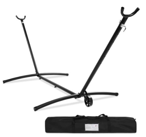 Portable Heavy-Duty Steel Hammock Stand w/ Built-In Wheel, Case - 9ft - Lot 385