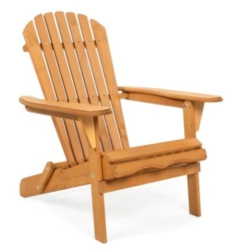 Folding Wooden Adirondack Chair Accent Furniture w/ Natural Finish, Brown - Lot 127