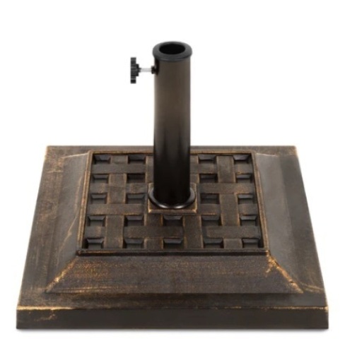 26lb Steel Square Patio Umbrella Base Stand, Basketweave Pattern - Lot 132