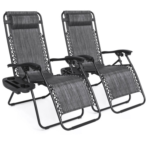 BCP # 6403 : Set of 2 Zero Gravity  Patio Chair Recliners W / Cup holder - Lot 401