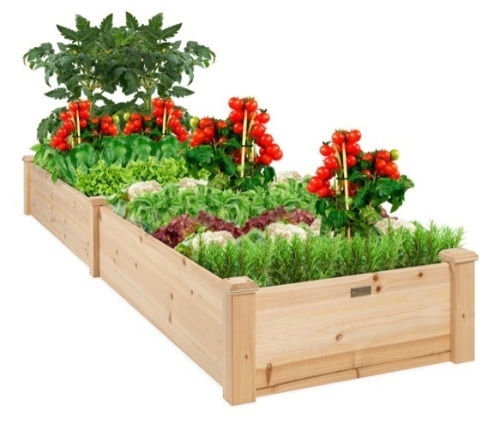 8x2ft Wooden Raised Garden Bed Planter for Garden, Lawn, Yard  - Lot 394