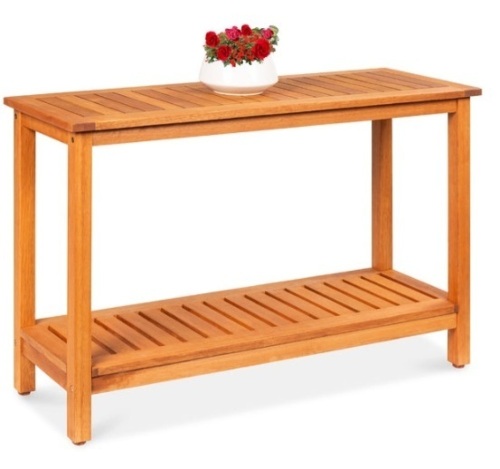 2-Shelf Wooden Console Table Storage Organizer w/ Natural Finish - 48in  - Lot 403