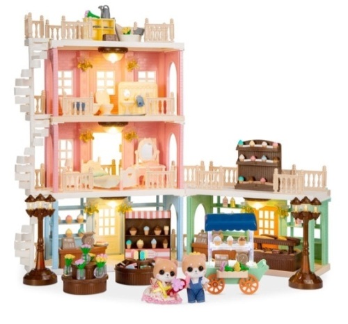Deluxe Cottage Dollhouse Mansion Pretend Toy Playset w/ Tiny Critters - Lot 408