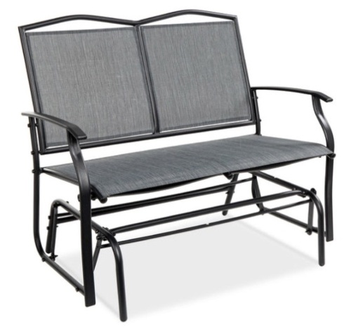 2-Person Patio Loveseat Swing Glider, Bench Rocker w/ Armrests, Gray - Lot 410