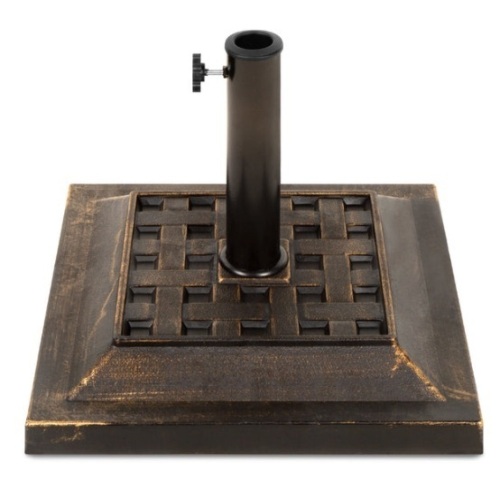 26lb Steel Square Patio Umbrella Base Stand, Basketweave Pattern - Lot 412