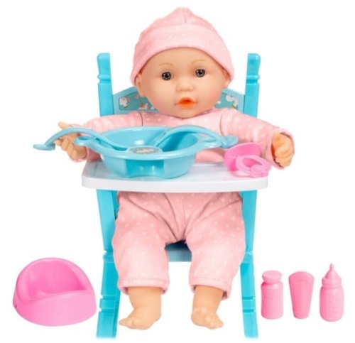 Realistic Baby Doll with Soft Body, Highchair, Potty, Accessories - 12.5in - Lot 415