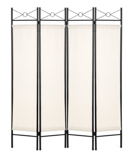 4-Panel Folding Privacy Screen Room Divider Decoration Accent, 6ft, White - Lot 417