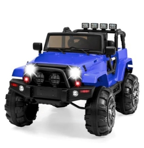 12V Kids Ride-On Truck Car Toy w/ 3 Speeds, LED, Remote, Bluetooth, Blue - Lot 144