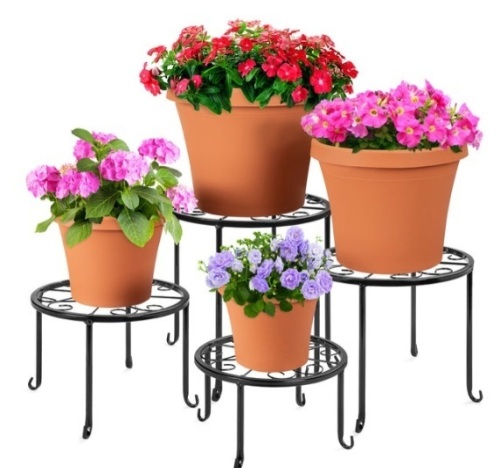 Set of 4 Indoor Outdoor Metal Nesting Plant Stands, Flowerpot Holders - Lot 359