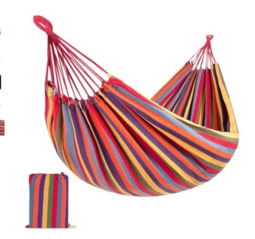2-Person Brazilian-Style Double Hammock w/ Portable Carrying Bag, Rainbow - Lot 428
