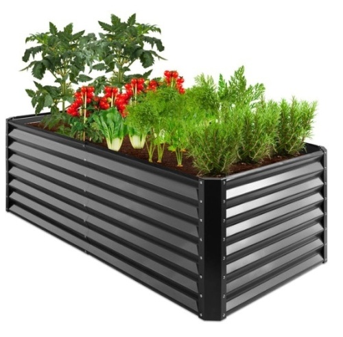 Outdoor Metal Raised Garden Bed for Vegetables, Flowers, Herbs - 6x3x2ft, Gray - Lot 433