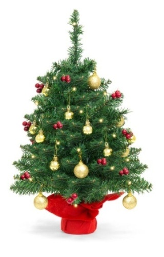 22in Tabletop Christmas Tree w/ Lights, Berries, Ornaments - Lot 445
