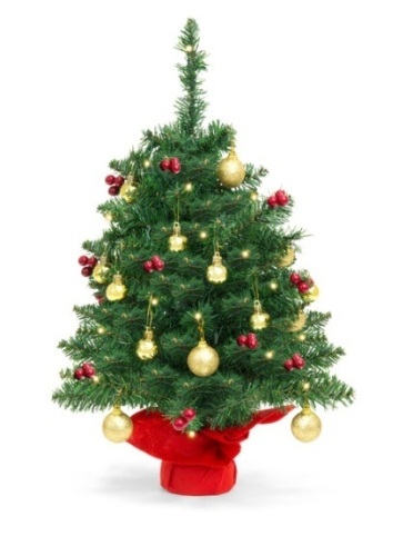 22in Tabletop Christmas Tree w/ Lights, Berries, Ornaments - Lot 449