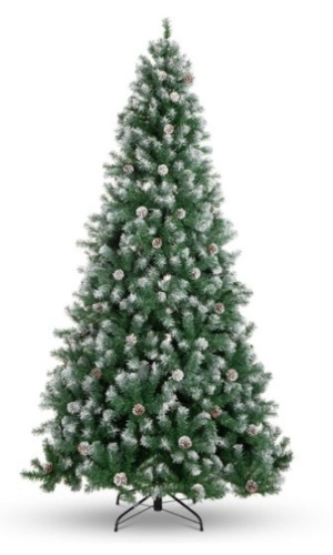 Pre-Decorated Christmas Tree w/ Pine Cones, Flocked Branch Tips, 9ft - Lot 450