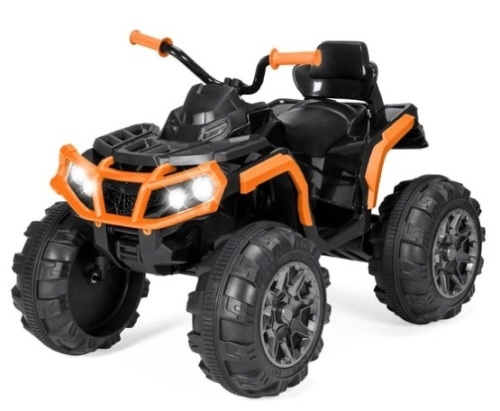 12V Kids Ride-On 4-Wheeler Quad ATV Car w/ 3.7mph Max, Bluetooth, Headlights, Orange - Lot 451