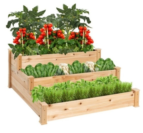3-Tier Raised Fir Wood Garden Bed Planter - Lot 455