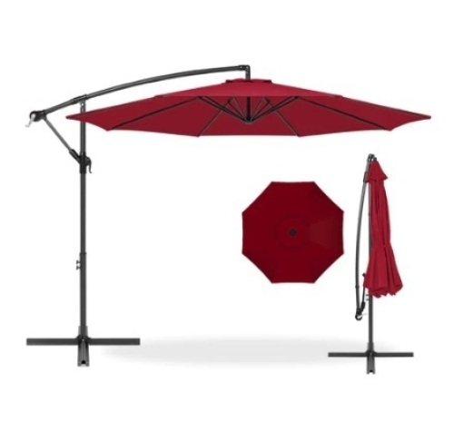 Offset Hanging Patio Umbrella, 10ft, Burgundy - Lot 182