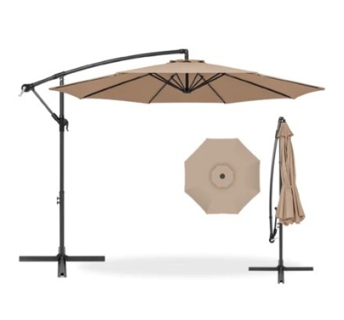Offset Hanging Patio Umbrella, 10ft, Tan - Lot 183
