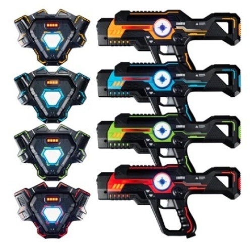 Set of 4 Infrared Laser Tag Guns & Vests w/ 4 Team Colors - Lot 188