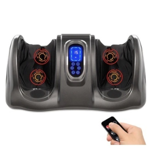Therapeutic Foot Massager w/ High Intensity Rollers, Remote, 3 Modes, Gray - Lot 479