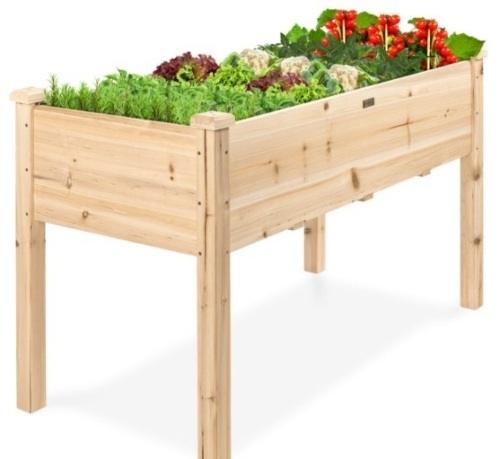 Raised Garden Bed, Elevated Wood Garden Planter Stand, 34x18x30in - Lot 623