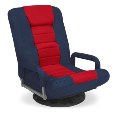Gaming Floor Chair w/ 360-Degree Swivel, Armrest, Adjustable Backrest, Blue/Red - Lot 481