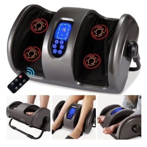 Reflexology Shiatsu Foot Massager w/ High-Intensity Rollers, Remote Control, Gray - Lot 482